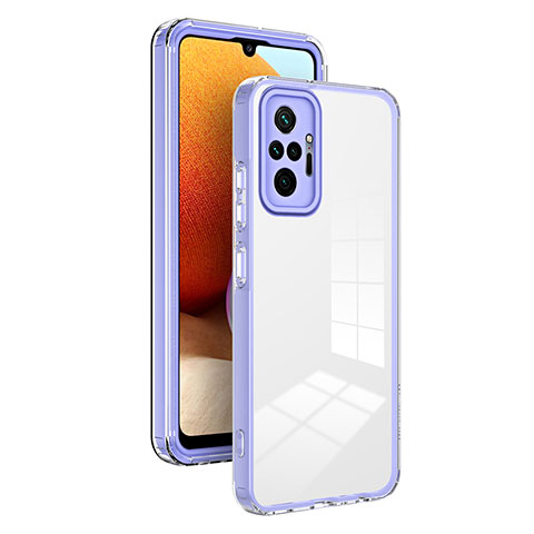 Coque Rebord Contour Silicone et Vitre Transparente Miroir Housse Etui H01P pour Xiaomi Redmi Note 10 Pro Max Violet