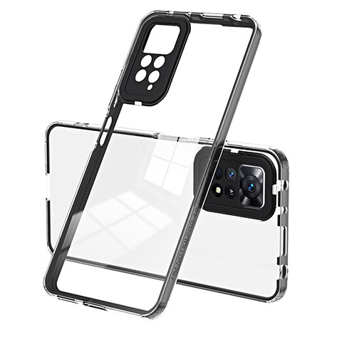 Coque Rebord Contour Silicone et Vitre Transparente Miroir Housse Etui H01P pour Xiaomi Redmi Note 11 4G (2022) Noir