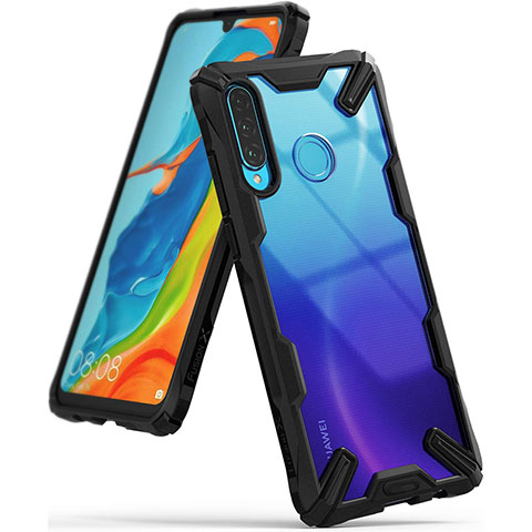 Coque Rebord Contour Silicone et Vitre Transparente Miroir Housse Etui H02 pour Huawei P30 Lite XL Noir