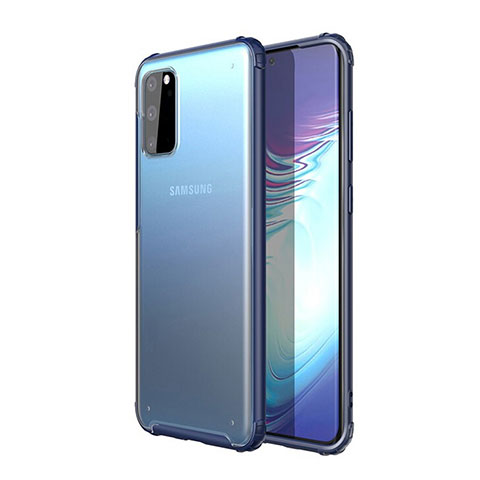 Coque Rebord Contour Silicone et Vitre Transparente Miroir Housse Etui H02 pour Samsung Galaxy S20 5G Bleu