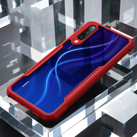 Coque Rebord Contour Silicone et Vitre Transparente Miroir Housse Etui H02 pour Xiaomi Mi A3 Rouge