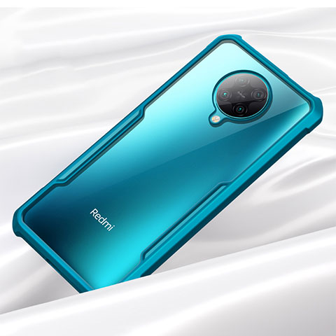 Coque Rebord Contour Silicone et Vitre Transparente Miroir Housse Etui H02 pour Xiaomi Poco F2 Pro Cyan