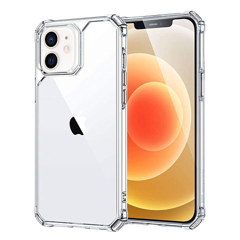 Coque Rebord Contour Silicone et Vitre Transparente Miroir Housse Etui H04 pour Apple iPhone 12 Clair