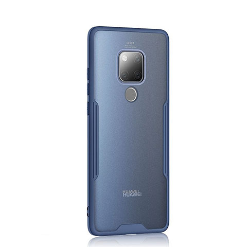 Coque Rebord Contour Silicone et Vitre Transparente Miroir Housse Etui H04 pour Huawei Mate 20 Bleu