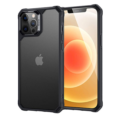 Coque Rebord Contour Silicone et Vitre Transparente Miroir Housse Etui H07 pour Apple iPhone 12 Pro Noir