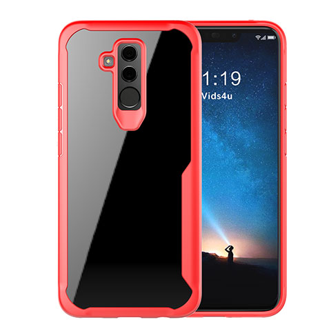 Coque Rebord Contour Silicone et Vitre Transparente Miroir Housse Etui M01 pour Huawei Mate 20 Lite Rouge