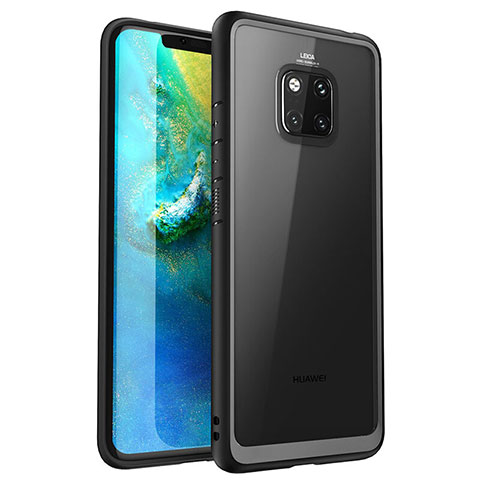 Coque Rebord Contour Silicone et Vitre Transparente Miroir Housse Etui M01 pour Huawei Mate 20 Pro Noir