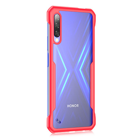 Coque Rebord Contour Silicone et Vitre Transparente Miroir Housse Etui M01 pour Huawei P Smart Pro (2019) Rouge