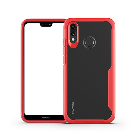 Coque Rebord Contour Silicone et Vitre Transparente Miroir Housse Etui M01 pour Huawei P20 Lite Rouge