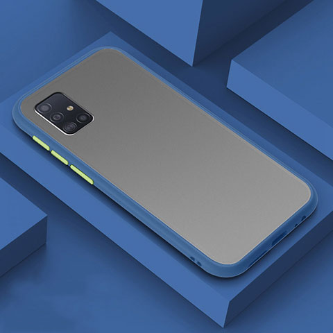 Coque Rebord Contour Silicone et Vitre Transparente Miroir Housse Etui M01 pour Samsung Galaxy A71 5G Bleu