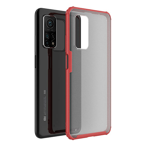 Coque Rebord Contour Silicone et Vitre Transparente Miroir Housse Etui M01 pour Xiaomi Mi 10T 5G Rouge