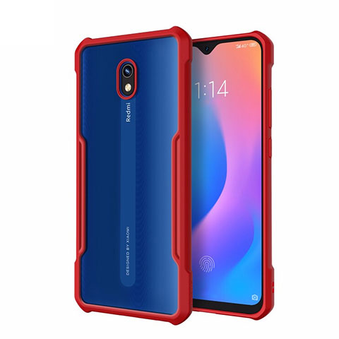 Coque Rebord Contour Silicone et Vitre Transparente Miroir Housse Etui M01 pour Xiaomi Redmi 8A Rouge