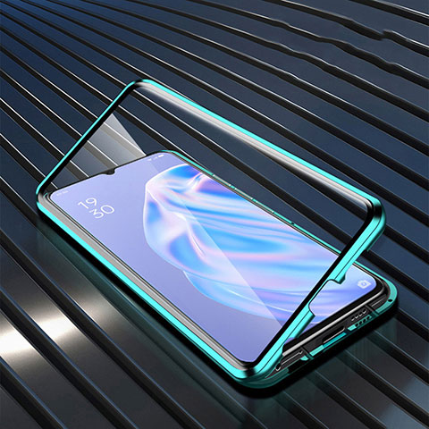 Coque Rebord Contour Silicone et Vitre Transparente Miroir Housse Etui M02 pour Oppo A91 Vert