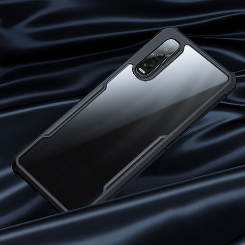 Coque Rebord Contour Silicone et Vitre Transparente Miroir Housse Etui M02 pour Oppo Find X2 Pro Noir