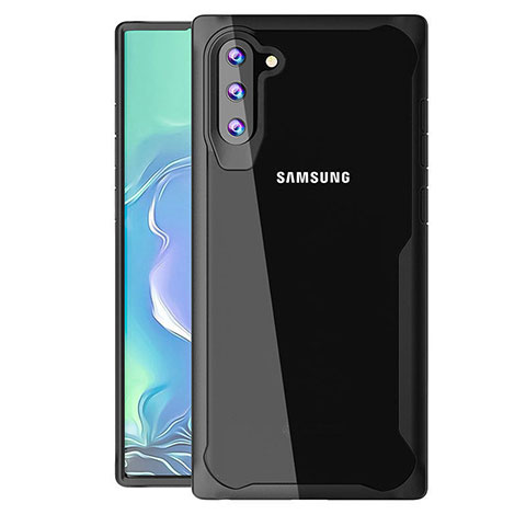 Coque Rebord Contour Silicone et Vitre Transparente Miroir Housse Etui M02 pour Samsung Galaxy Note 10 5G Noir