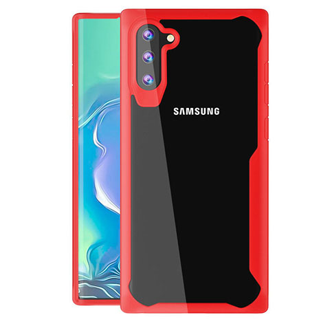 Coque Rebord Contour Silicone et Vitre Transparente Miroir Housse Etui M02 pour Samsung Galaxy Note 10 5G Rouge