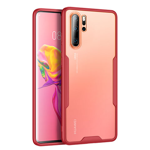 Coque Rebord Contour Silicone et Vitre Transparente Miroir Housse Etui M03 pour Huawei P30 Pro New Edition Rouge