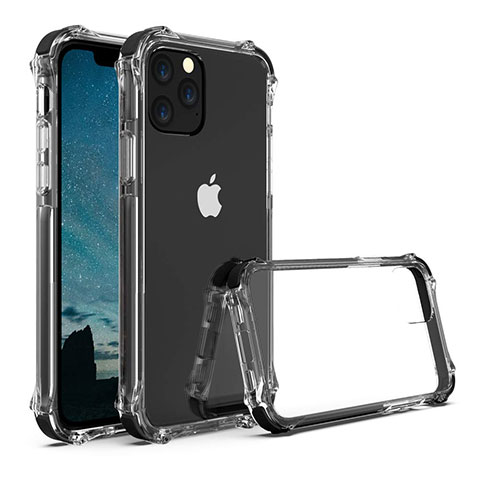 Coque Rebord Contour Silicone et Vitre Transparente Miroir Housse Etui M04 pour Apple iPhone 11 Pro Noir