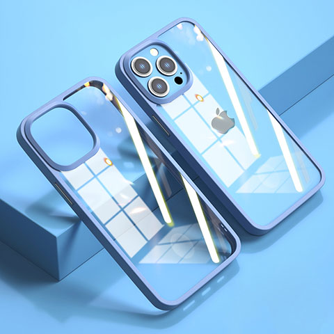 Coque Rebord Contour Silicone et Vitre Transparente Miroir Housse Etui M04 pour Apple iPhone 13 Pro Bleu