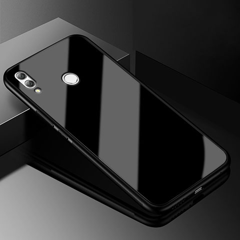 Coque Rebord Contour Silicone et Vitre Transparente Miroir Housse Etui M04 pour Huawei Honor V10 Lite Noir