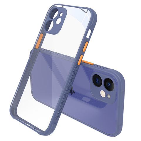 Coque Rebord Contour Silicone et Vitre Transparente Miroir Housse Etui M05 pour Apple iPhone 12 Violet