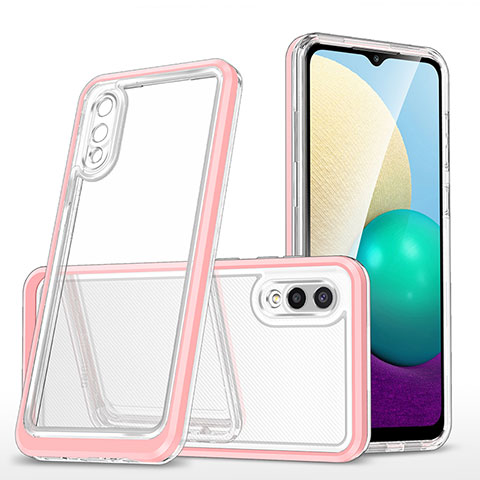 Coque Rebord Contour Silicone et Vitre Transparente Miroir Housse Etui MQ1 pour Samsung Galaxy A02 Or Rose