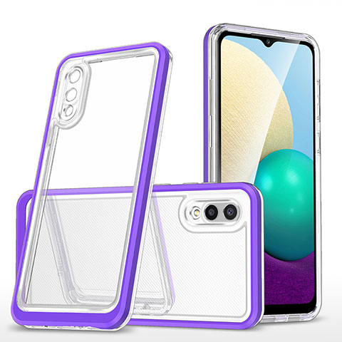 Coque Rebord Contour Silicone et Vitre Transparente Miroir Housse Etui MQ1 pour Samsung Galaxy A02 Violet