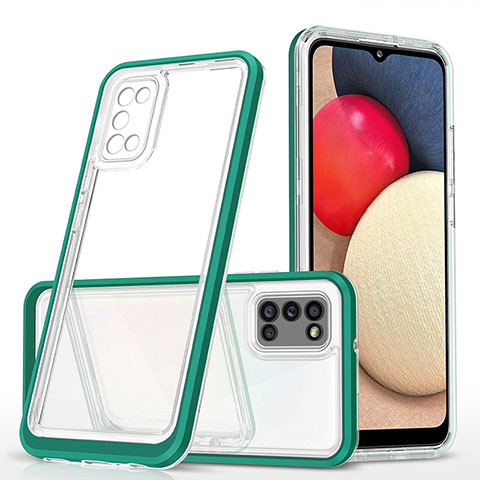 Coque Rebord Contour Silicone et Vitre Transparente Miroir Housse Etui MQ1 pour Samsung Galaxy A02s Vert