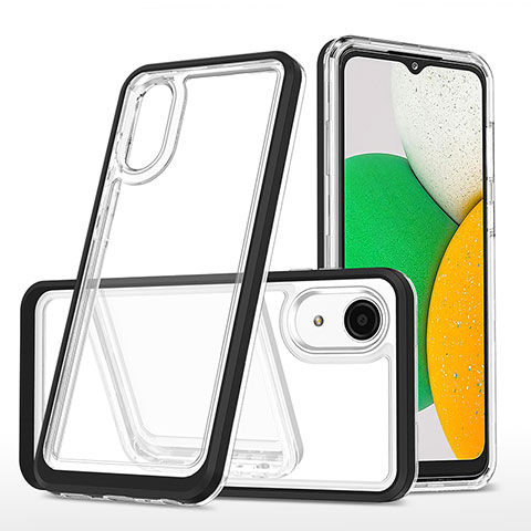 Coque Rebord Contour Silicone et Vitre Transparente Miroir Housse Etui MQ1 pour Samsung Galaxy A03 Core Noir