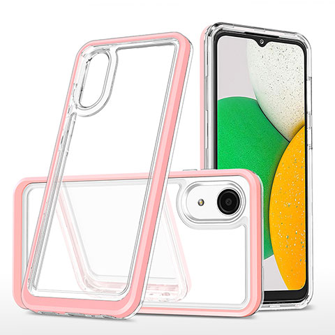 Coque Rebord Contour Silicone et Vitre Transparente Miroir Housse Etui MQ1 pour Samsung Galaxy A03 Core Or Rose