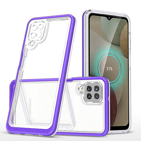 Coque Rebord Contour Silicone et Vitre Transparente Miroir Housse Etui MQ1 pour Samsung Galaxy A12 5G Violet