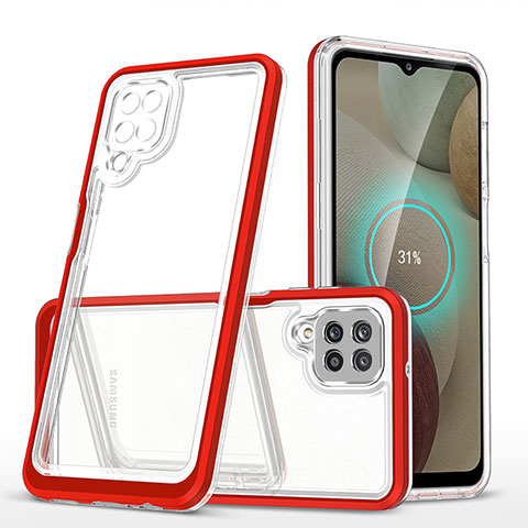 Coque Rebord Contour Silicone et Vitre Transparente Miroir Housse Etui MQ1 pour Samsung Galaxy A12 Nacho Rouge