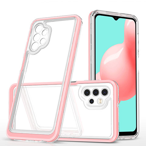 Coque Rebord Contour Silicone et Vitre Transparente Miroir Housse Etui MQ1 pour Samsung Galaxy A32 4G Or Rose