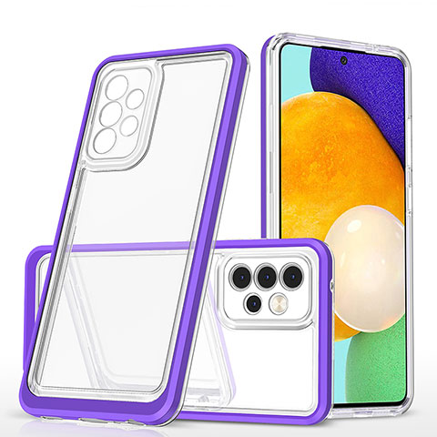 Coque Rebord Contour Silicone et Vitre Transparente Miroir Housse Etui MQ1 pour Samsung Galaxy A52 4G Violet