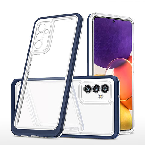 Coque Rebord Contour Silicone et Vitre Transparente Miroir Housse Etui MQ1 pour Samsung Galaxy A54 5G Bleu