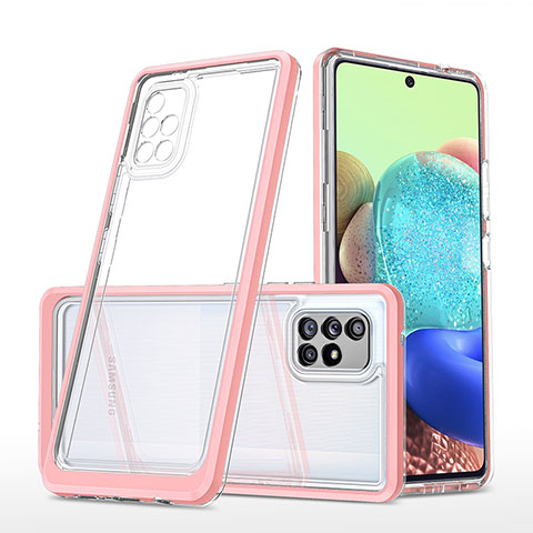 Coque Rebord Contour Silicone et Vitre Transparente Miroir Housse Etui MQ1 pour Samsung Galaxy A71 4G A715 Or Rose