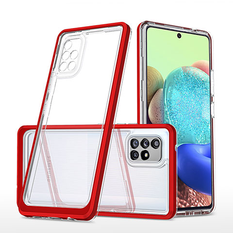 Coque Rebord Contour Silicone et Vitre Transparente Miroir Housse Etui MQ1 pour Samsung Galaxy A71 4G A715 Rouge