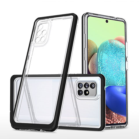 Coque Rebord Contour Silicone et Vitre Transparente Miroir Housse Etui MQ1 pour Samsung Galaxy A71 5G Noir