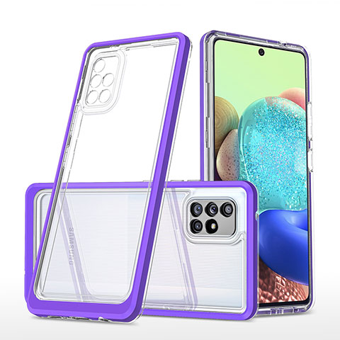 Coque Rebord Contour Silicone et Vitre Transparente Miroir Housse Etui MQ1 pour Samsung Galaxy A71 5G Violet