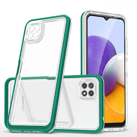 Coque Rebord Contour Silicone et Vitre Transparente Miroir Housse Etui MQ1 pour Samsung Galaxy F42 5G Vert