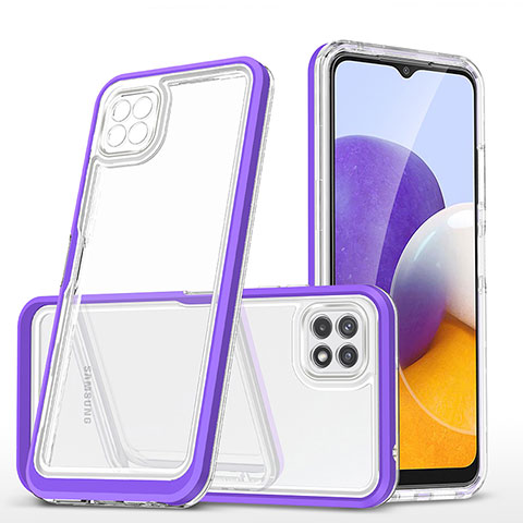 Coque Rebord Contour Silicone et Vitre Transparente Miroir Housse Etui MQ1 pour Samsung Galaxy F42 5G Violet