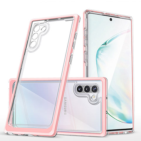 Coque Rebord Contour Silicone et Vitre Transparente Miroir Housse Etui MQ1 pour Samsung Galaxy Note 10 5G Or Rose