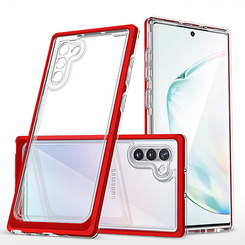 Coque Rebord Contour Silicone et Vitre Transparente Miroir Housse Etui MQ1 pour Samsung Galaxy Note 10 5G Rouge