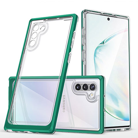 Coque Rebord Contour Silicone et Vitre Transparente Miroir Housse Etui MQ1 pour Samsung Galaxy Note 10 5G Vert