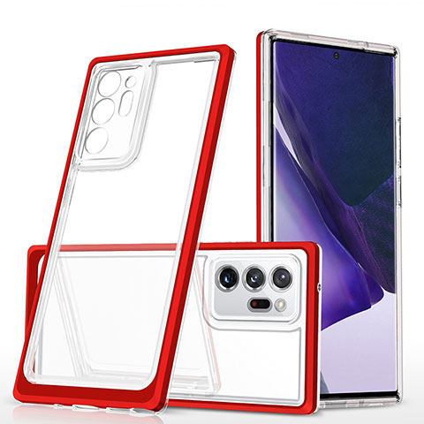 Coque Rebord Contour Silicone et Vitre Transparente Miroir Housse Etui MQ1 pour Samsung Galaxy Note 20 Ultra 5G Rouge