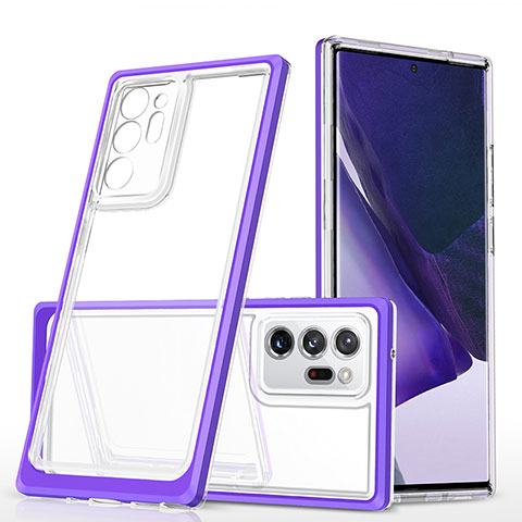 Coque Rebord Contour Silicone et Vitre Transparente Miroir Housse Etui MQ1 pour Samsung Galaxy Note 20 Ultra 5G Violet