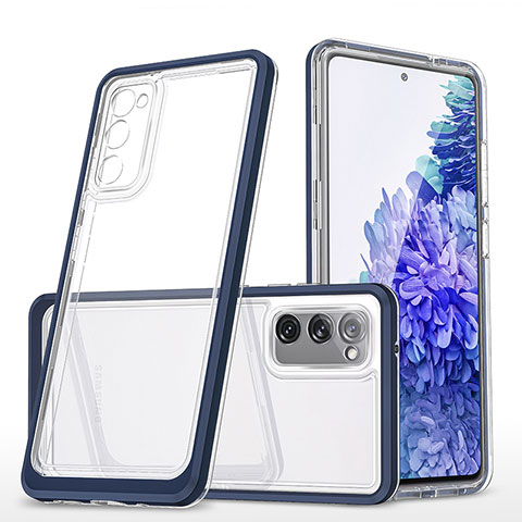 Coque Rebord Contour Silicone et Vitre Transparente Miroir Housse Etui MQ1 pour Samsung Galaxy S20 FE (2022) 5G Bleu