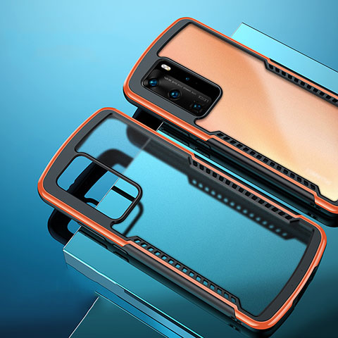 Coque Rebord Contour Silicone et Vitre Transparente Miroir Housse Etui N01 pour Huawei P40 Pro Orange