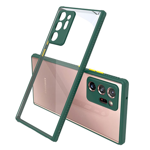 Coque Rebord Contour Silicone et Vitre Transparente Miroir Housse Etui N02 pour Samsung Galaxy Note 20 Ultra 5G Vert Nuit