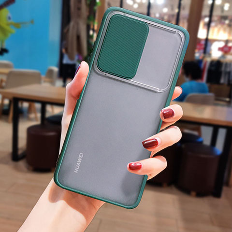 Coque Rebord Contour Silicone et Vitre Transparente Miroir Housse Etui N05 pour Huawei P40 Pro Vert Nuit